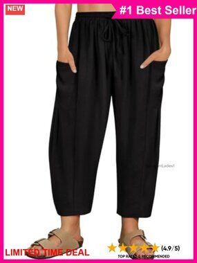 Plus Size Palazzo Harem Pants Drawstring Wide Leg Beach Vacation Ankle